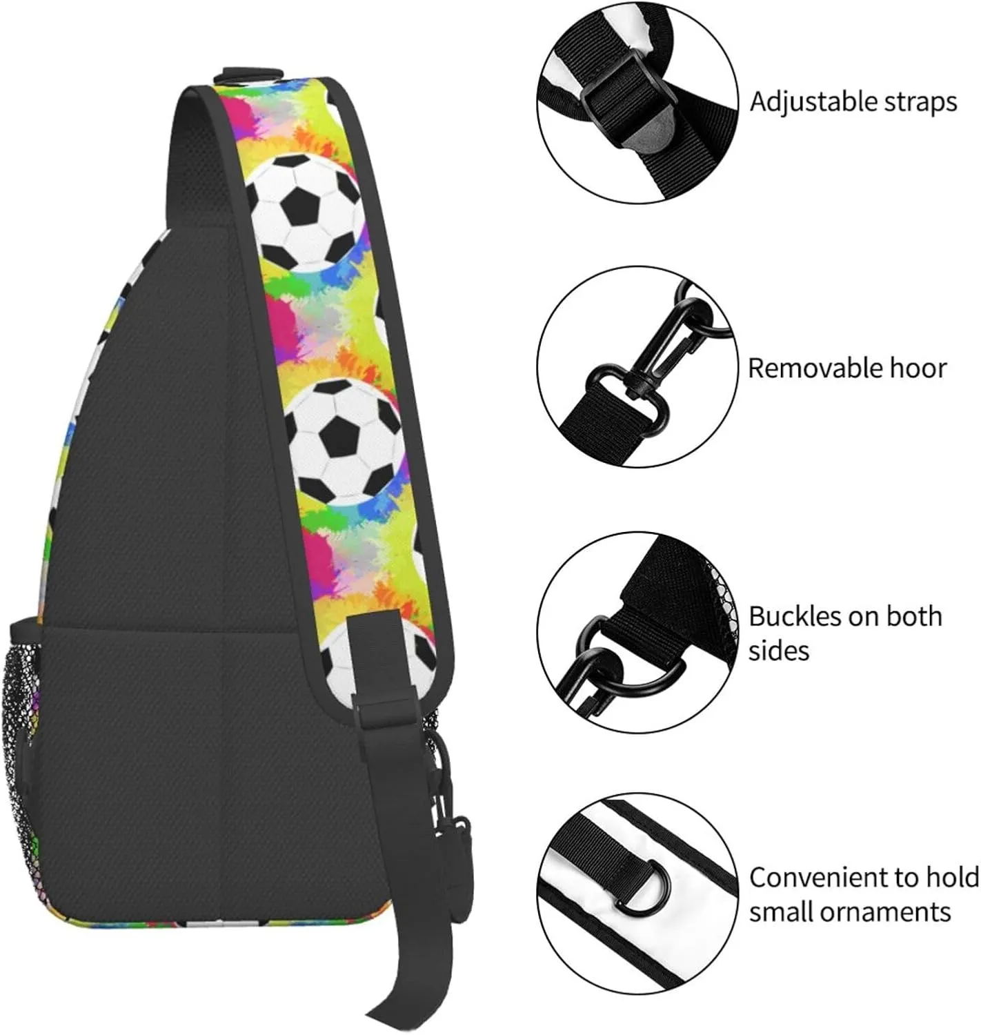 Soccer Crossbody Bag Soccer Sport Shoulder Bag Backpack Sport Sling Bag Chest Casual Daypack Bag