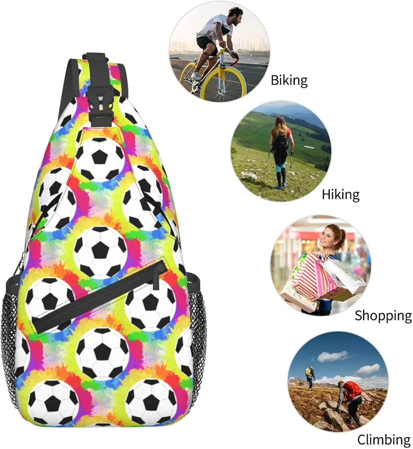 Soccer Crossbody Bag Soccer Sport Shoulder Bag Backpack Sport Sling Bag Chest Casual Daypack Bag
