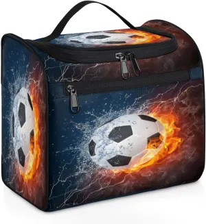 Soccer Hanging Toiletry Bag for Men Women Travel Cosmetic Makeup Organizer Bag Water Resistant Large Portable Wash Case for Accessories, Toiletries, Cosmetics