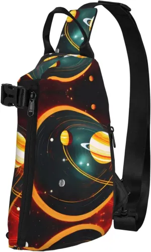 Solar System Jupiter Saturn Print Crossbody Backpack - Versatile Sling Bag Casual Daypack For Travel,Hiking,Gym
