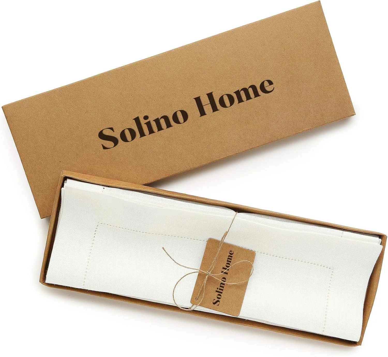 Solino Home Linen Placemats Set of 4 - Classic Hemstitch Ivory Placemats 14 x 19 Inch - 100% Pure Linen Table Mats for Spring, Summer