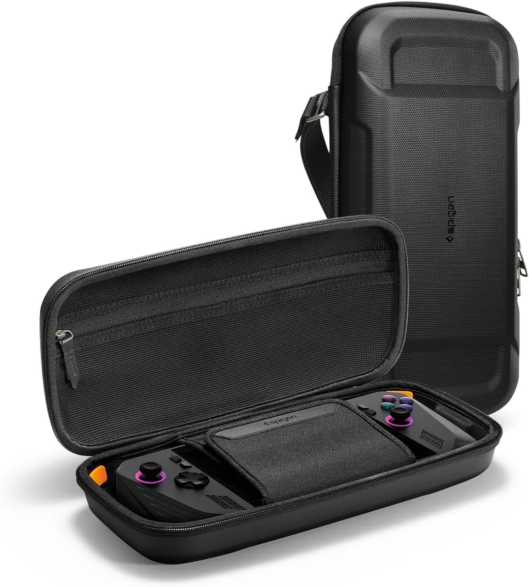Spigen Rugged Armor Pro Designed for ASUS ROG Ally/ROG Ally X/MSI Claw A1M / MSI Claw 7 AI  Hard Shell Carrying Case with Pockets for Accessories Original Charger Storage Bag