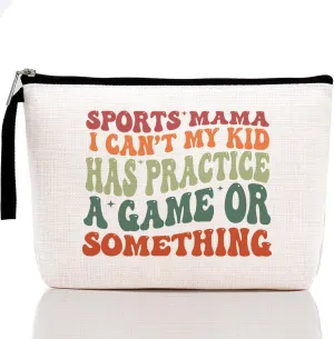 Sports Mama Makeup Bag for Mom Gifts Funny Mama Mother Gifts for Women Sports Lovers Coach Players Momma Mommy Mom Mommy Mummy Cosmetic Bag Zipper Pouch Bag Travel Bag for Mothers Day Birthday