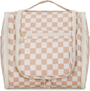 sportsnew Large Capacity Hanging Toiletry Bag Multifunctional Travel Full Size Makeup Organizer For Women Cosmetics Bag With Hook (Checkerboard)