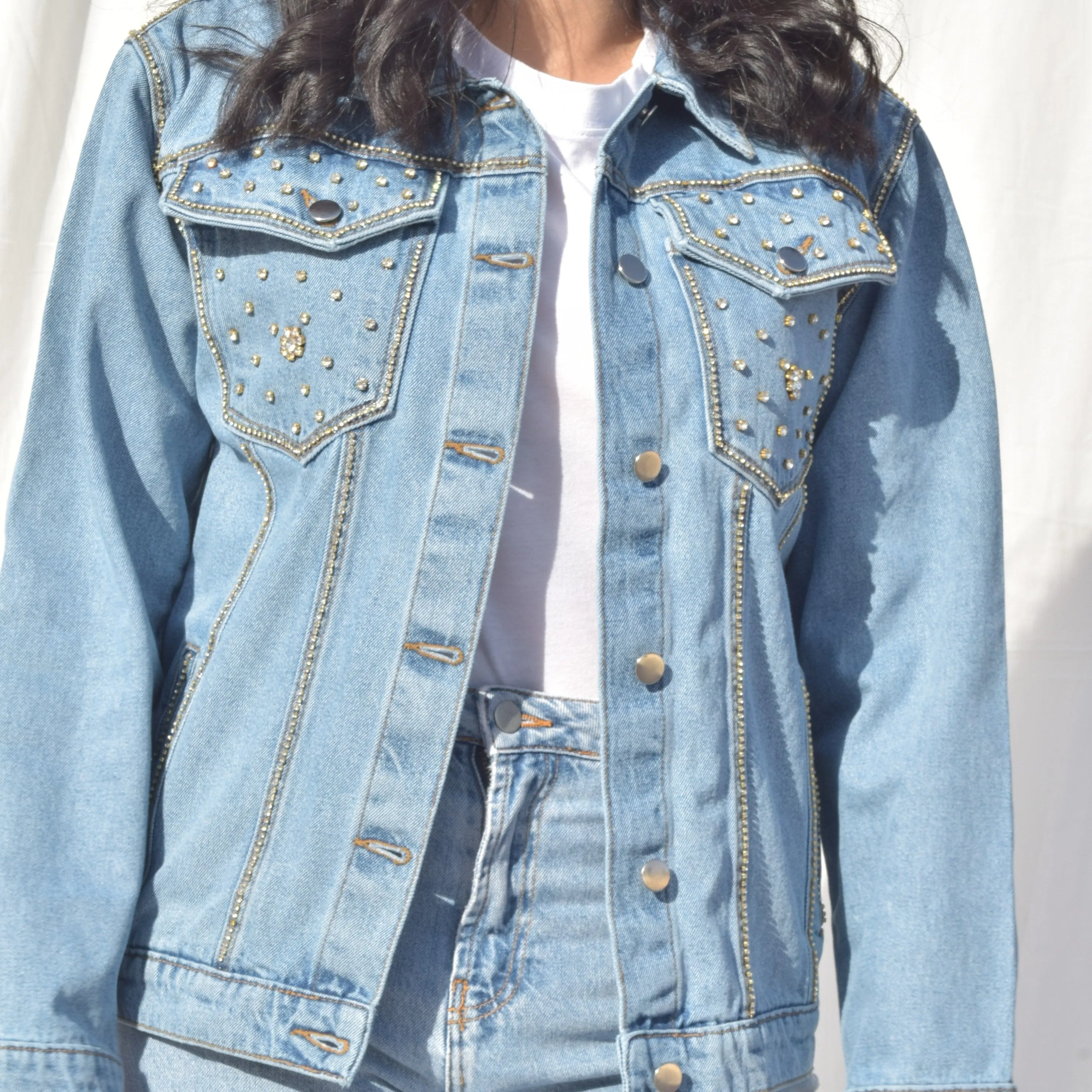Starry Night Embellished Denim Jacket