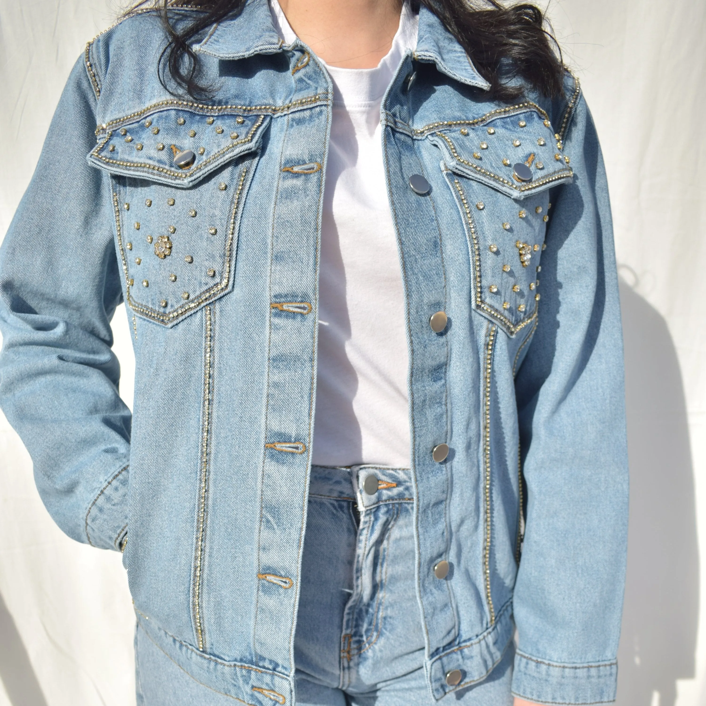 Starry Night Embellished Denim Jacket
