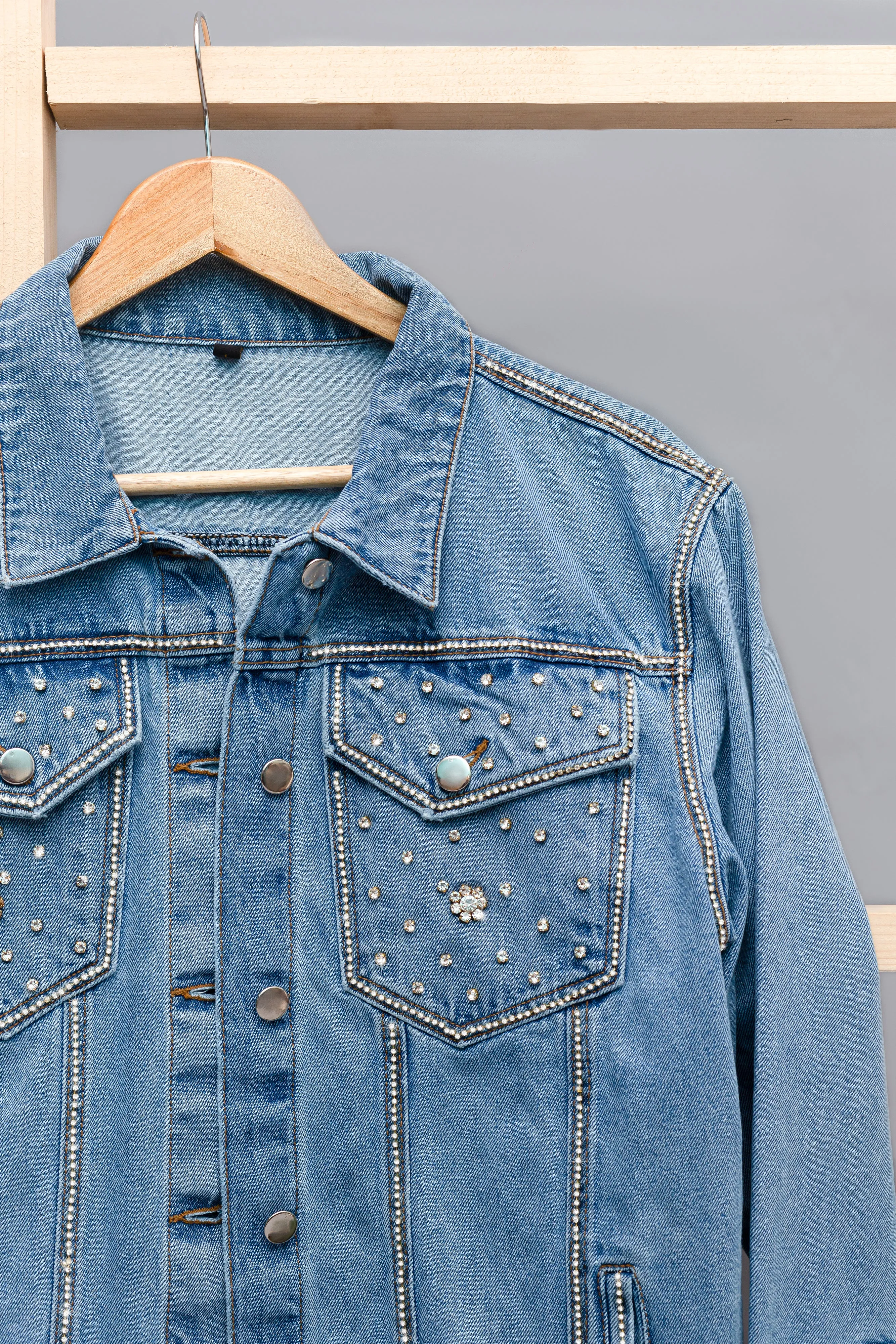Starry Night Embellished Denim Jacket
