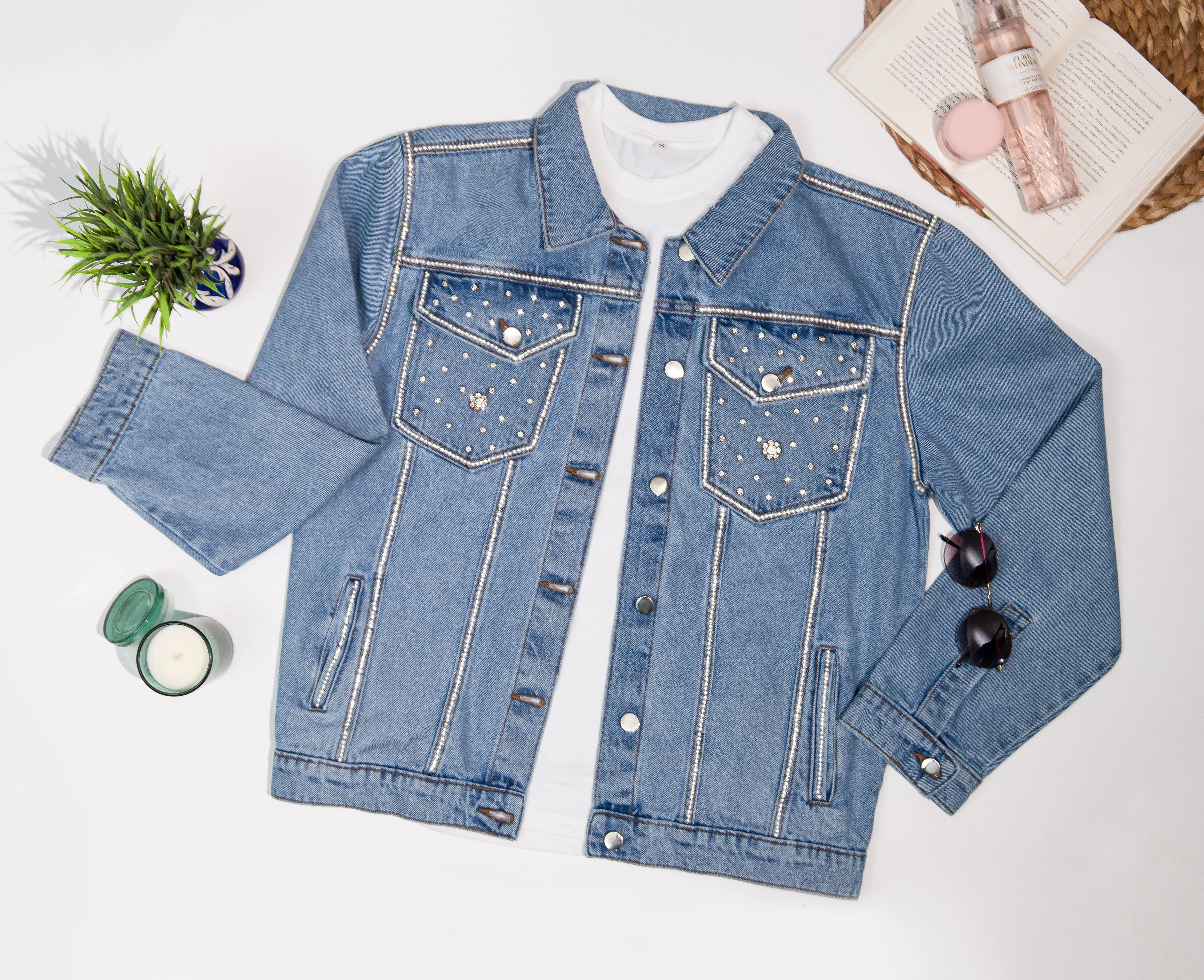 Starry Night Embellished Denim Jacket