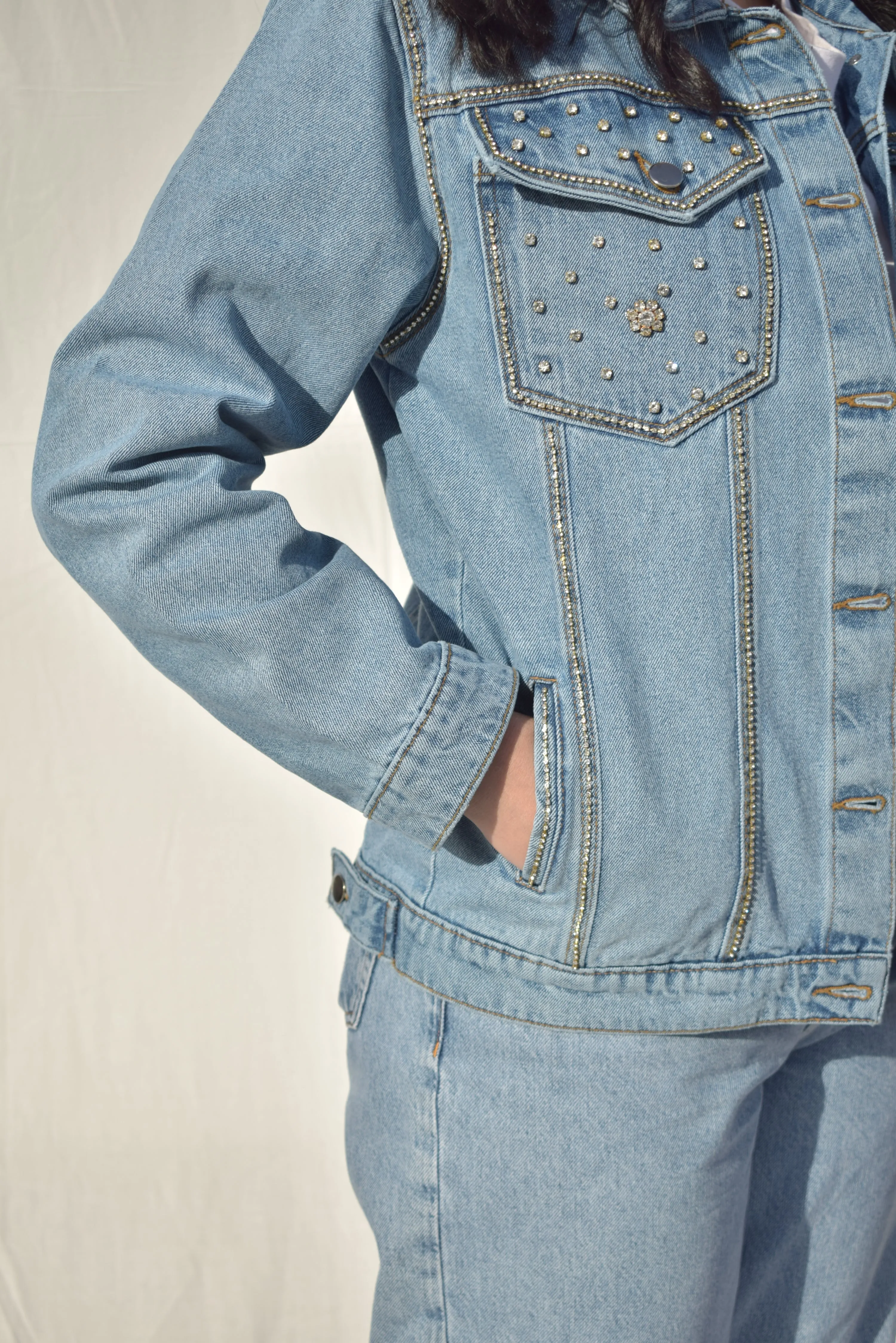 Starry Night Embellished Denim Jacket