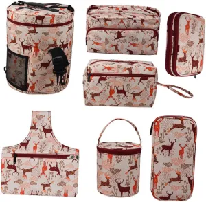 STOBOK Oxford Cloth Storage Tote - Crochet Tools & Knitting Needle Case - Yarn Storage Bag - Round Shoulder Bags for Travel