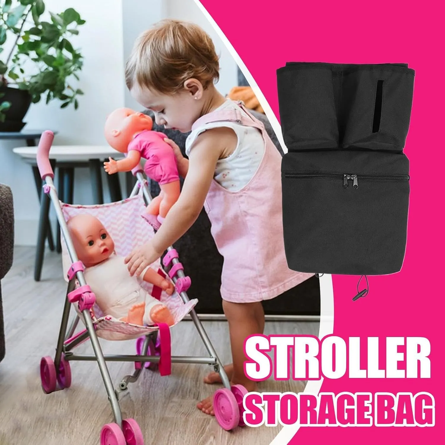 Stroller Organizer,Portable Baby Stroller Storage Bag - Multifunctional Travel Stroller Accessories, Stroller Storage Attachment for Outdoor, Black, Refer to description, Unisex