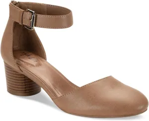 Style & Co. Womens Alinaa Faux Leather Block Heels Tan 5.5 Medium (B,M)