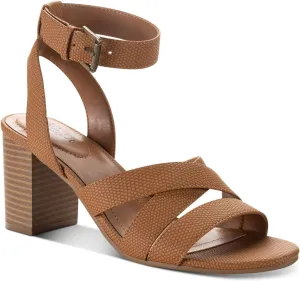 Style & Co. Womens Sabinaa Faux Leather Strappy Block Heels Tan 6.5 Medium (B,M)