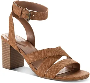 Style & Co. Womens Sabinaa Faux Leather Strappy Block Heels Tan 8 Medium (B,M)
