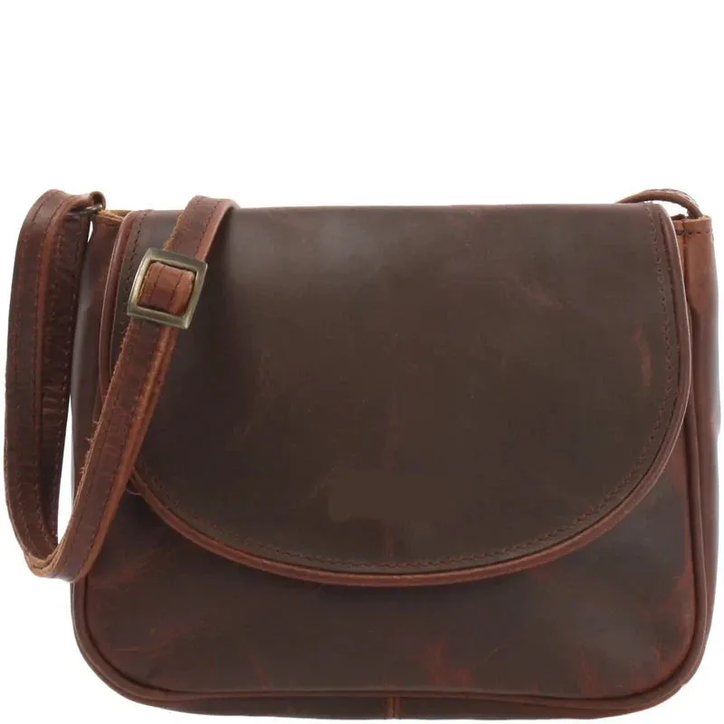 Suede & Leather Crossbody Bag - Compact & Stylish