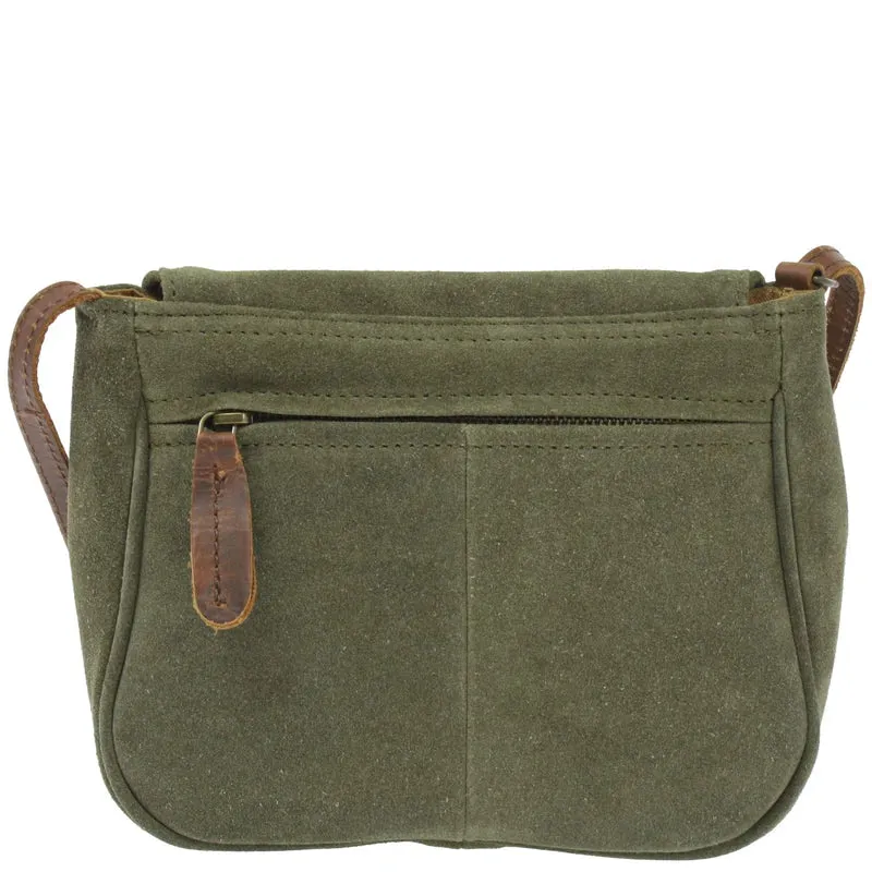 Suede & Leather Crossbody Bag - Compact & Stylish