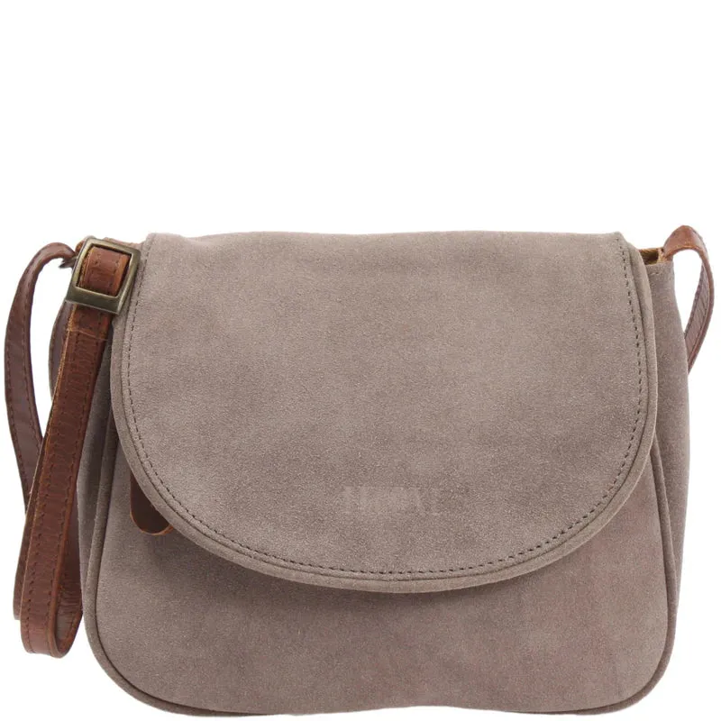 Suede & Leather Crossbody Bag - Compact & Stylish