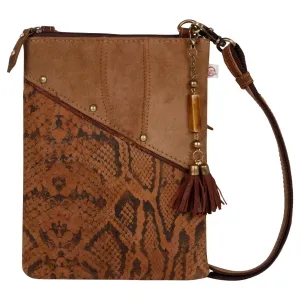 Suede Reptile Print Crossbody