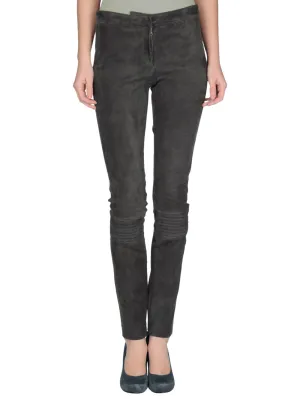 Suede Zippered Leather Pants