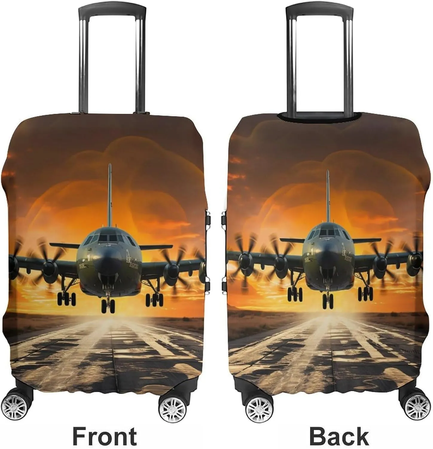 Suitcase Covers for Luggage Military Plane Landing On Airforce Runways Against Beautiful DuSky Fashion Luggage Cover Washable Protector Waterproof Suitcase Cover Anti-scratch Travel Suitcases Covers C