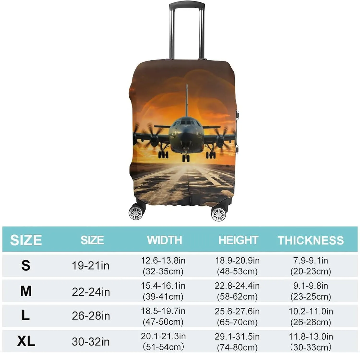 Suitcase Covers for Luggage Military Plane Landing On Airforce Runways Against Beautiful DuSky Fashion Luggage Cover Washable Protector Waterproof Suitcase Cover Anti-scratch Travel Suitcases Covers C
