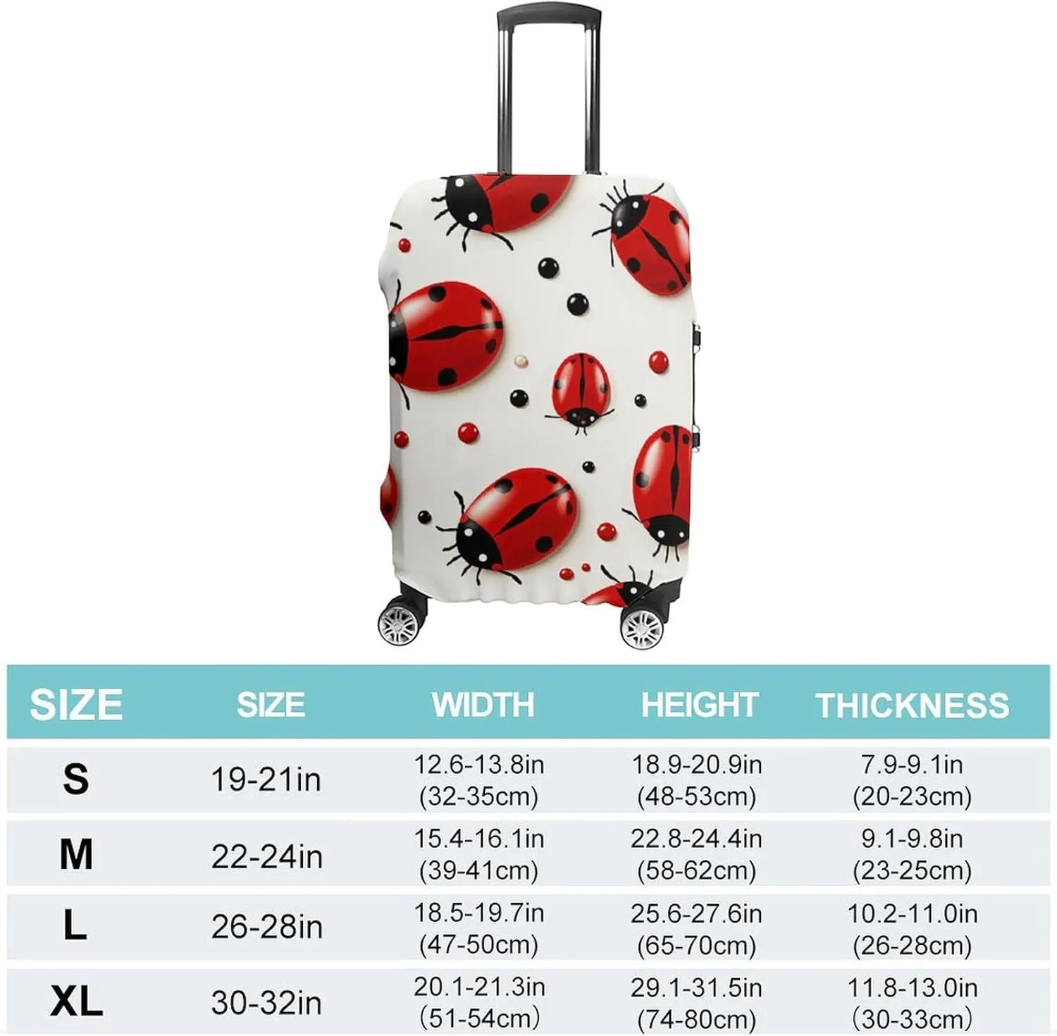 Suitcase Covers for Luggage Red Ladybug Fashion Luggage Cover Washable Protector Waterproof Suitcase Cover Anti-scratch Travel Suitcases Covers Case for 19-32 Inch Luggages XL