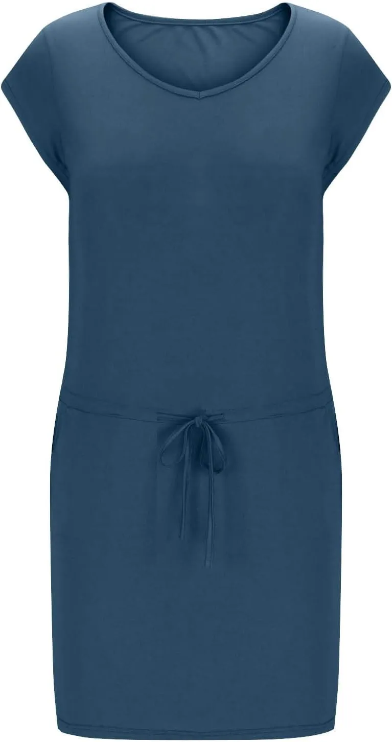 Summer Dresses for Women 2025 Casual V-Neck Short Sleeve Sundress Ladies Fashion Work Mini Dresses with Pockets