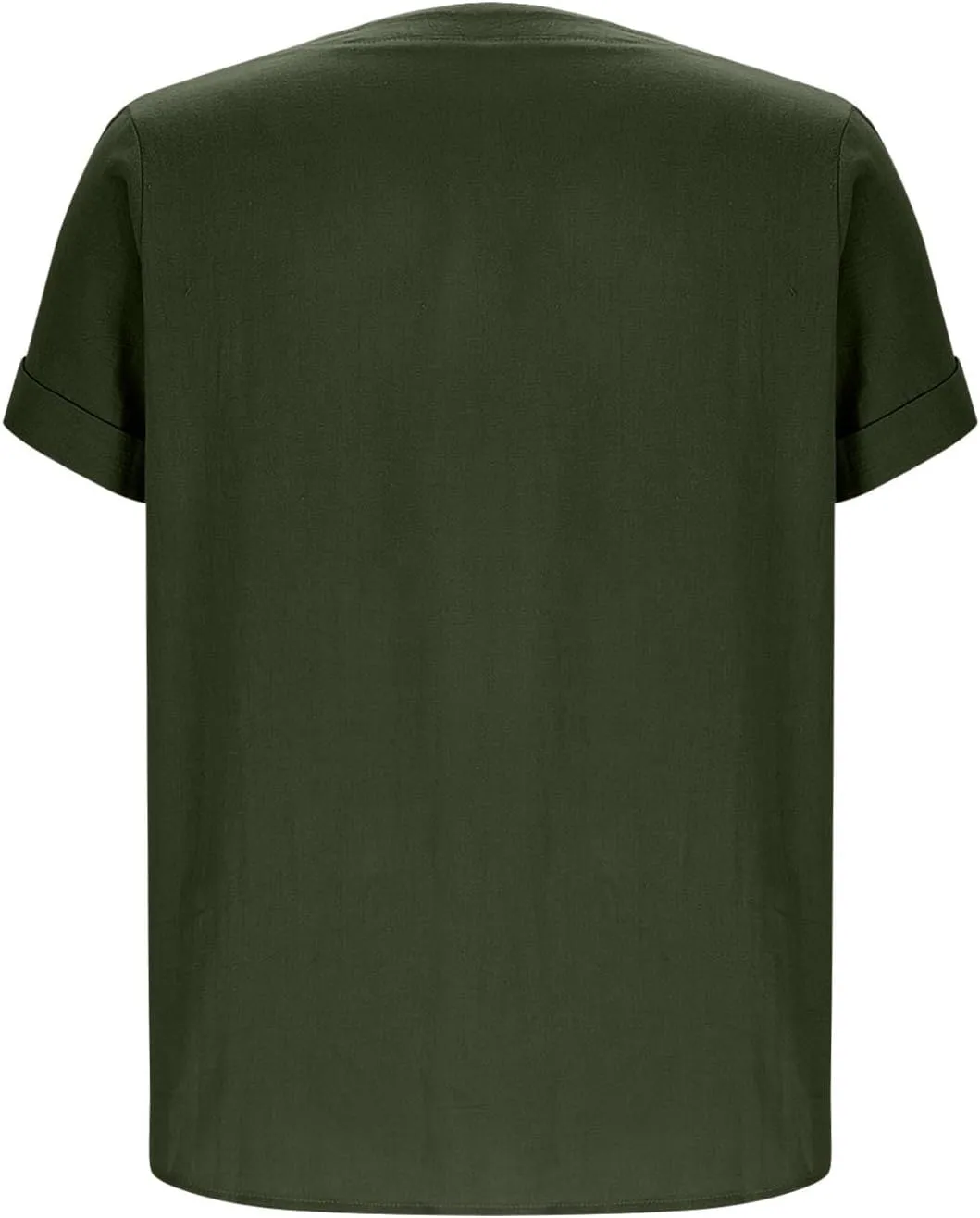 Summer Linen Tops for Women Trendy 2025 Roll Up Short Sleeve Button V Neck Tunic Shirts Oversized Plus Size Blouses