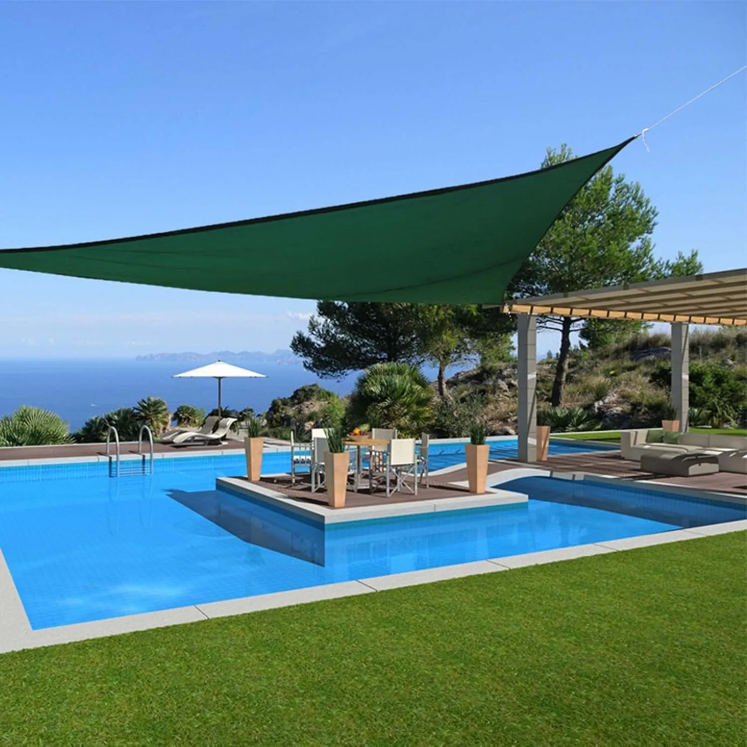 Sun Shade Sail Triangle, Wind-Proof Sun-Proof Sunshade Canopy, Heavy Duty Shade Cloth for Patios, Lawn, Porch, Backyard, Pergola or Outdoor Activities (H 6x6x6m/19.7x19.7x19.7ft)
