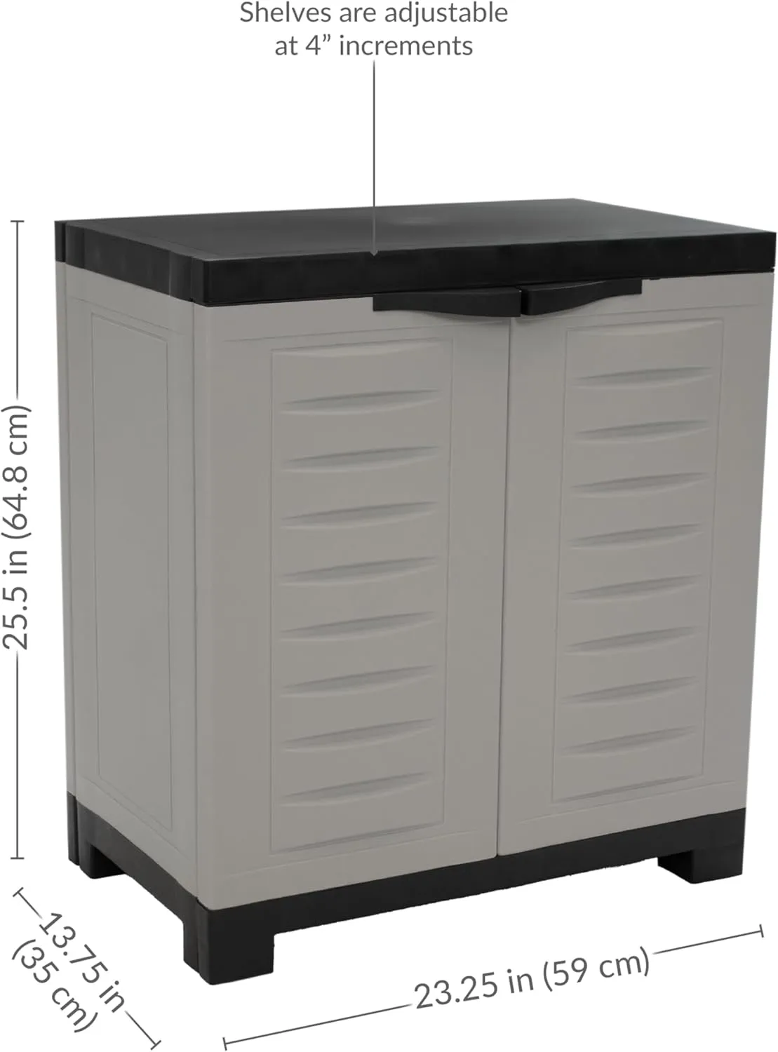 Sunnydaze Freestanding Garage Storage Cabinet with Doors - Indoor or Outdoor Storage Cabinet - 25.5" H - Garage, Office, Home, Laundry Room - Gray
