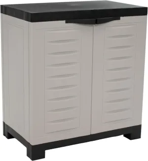Sunnydaze Freestanding Garage Storage Cabinet with Doors - Indoor or Outdoor Storage Cabinet - 25.5" H - Garage, Office, Home, Laundry Room - Gray