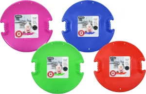 Superio Round Snow Saucer Sleds- Plastic Disc Sleds for Kids and Adults- Heavy Duty Sled Discs with Handles for Downhill Sledding, Winter Outdoor Sports (Red-Blue-Green-Fuchsia, 26 Inch)