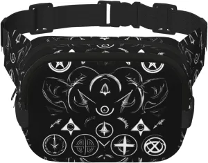 Supernatural Symbols Black Everywhere Belt Bag For Women Men, Zipper Pockets Crossbody Fanny For Hiking, Cycling