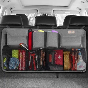 SURDOCA Hanging Trunk Organizer for SUV, [UPGRADED 7 Times] Car Organizers and Storage, Car Accessories Interior, Space Saving Expert-XL Grey