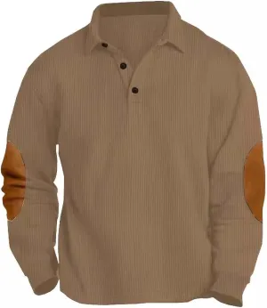 Sweatshirts for Men 2024 Fall Collared Long Sleeve Polo Shirts Cotton Button Down Loose Fit Pullover Hiking Outdoor