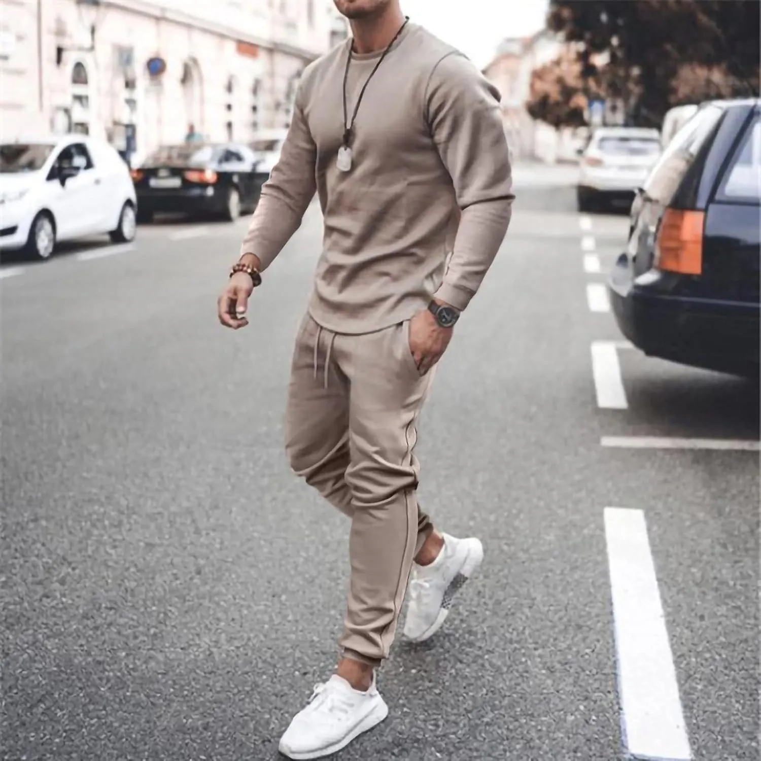 Sweatsuits for Men Workout Jogger Tracksuit 2 Piece Outfits Crewneck Sweatshirts Pullover Casual Sweatpants Sets