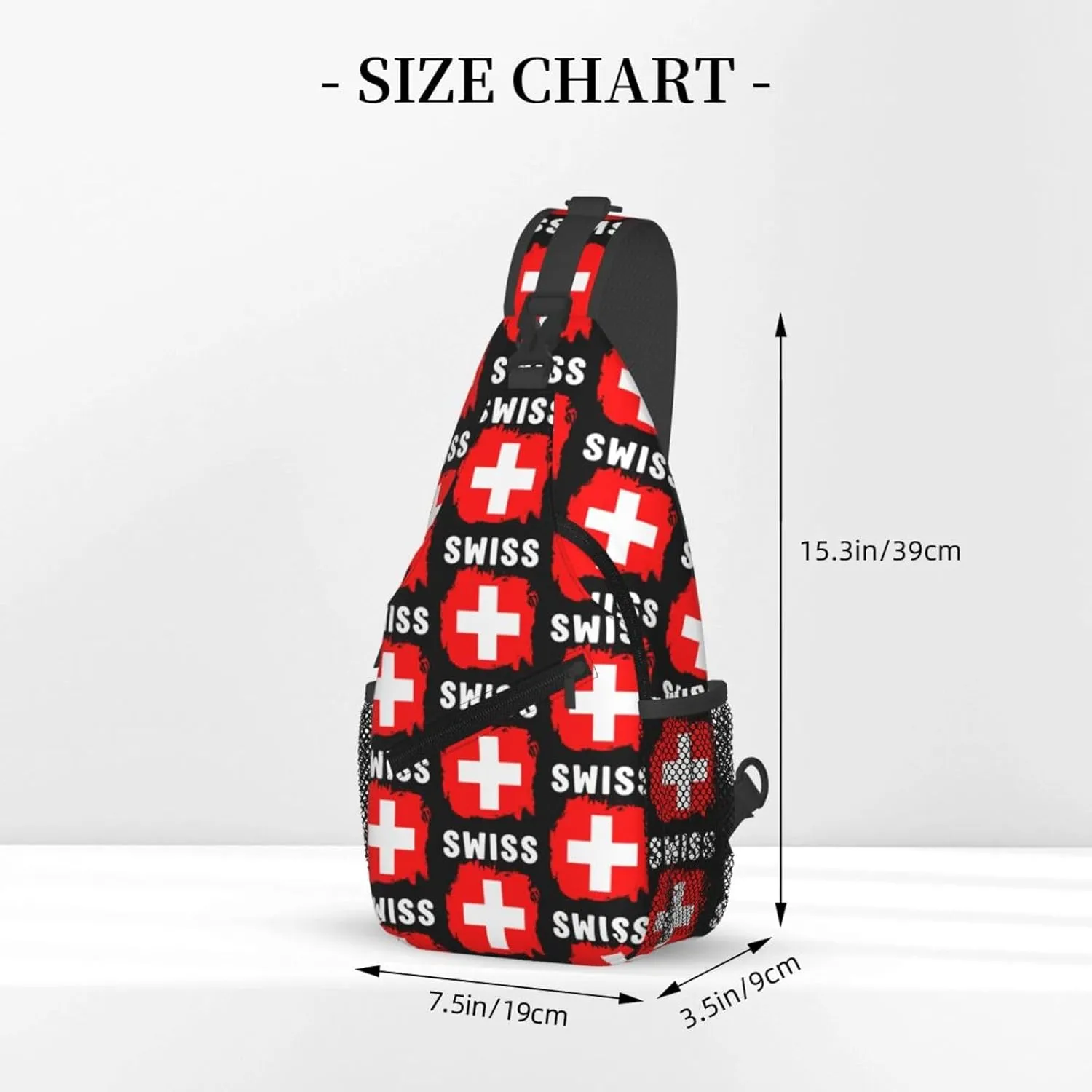 Switzerland Swiss Flag Crossbody Bags Sling Backpack Cross Chest Bag Sports Shoulder Bag Gym Fanny Pack Adjustable Cycling Daypack Diagonally Rucksack for Running