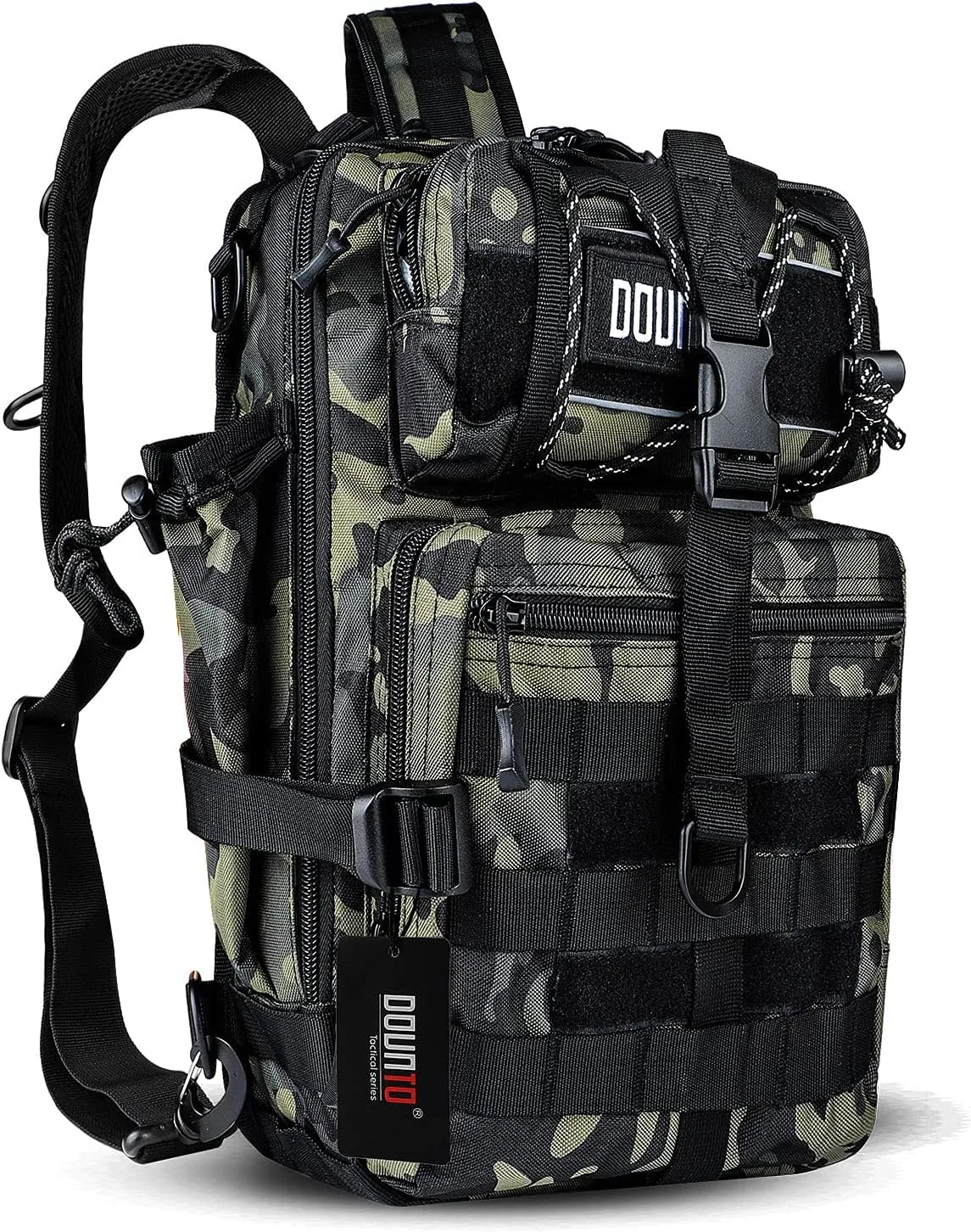 Tactical Backpack Medium EDC DayPack Military Molle Backpacks Bag Outdoor Rucksack for Fishing Hunting Camping (Black CP camo)