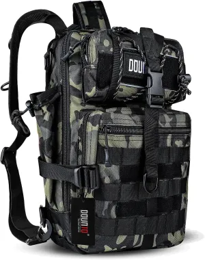 Tactical Backpack Medium EDC DayPack Military Molle Backpacks Bag Outdoor Rucksack for Fishing Hunting Camping (Black CP camo)