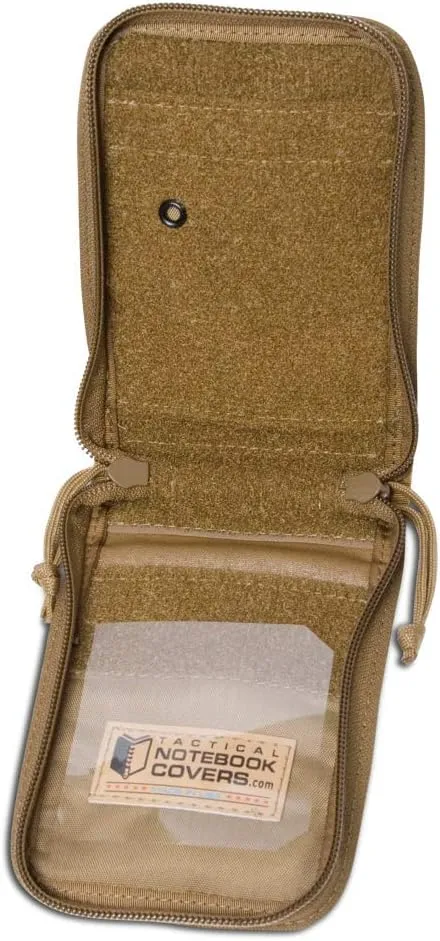 TACTICAL NOTEBOOK COVERS Tactical 3x5 Cover System | Zippered with 4 Pleated Pen/Marker Slots | Fits 3.5x5" Notepad | EDC Organizer for Field Use & Tactical Gear - Coyote Brown