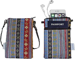 Tainada Women Crossbody Shoulder Travel Zippered Wallet Purse Clutch Phone Bag w/Detachable Strap (Ethnic Pattern)