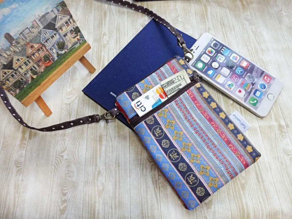 Tainada Women Crossbody Shoulder Travel Zippered Wallet Purse Clutch Phone Bag w/Detachable Strap (Ethnic Pattern)