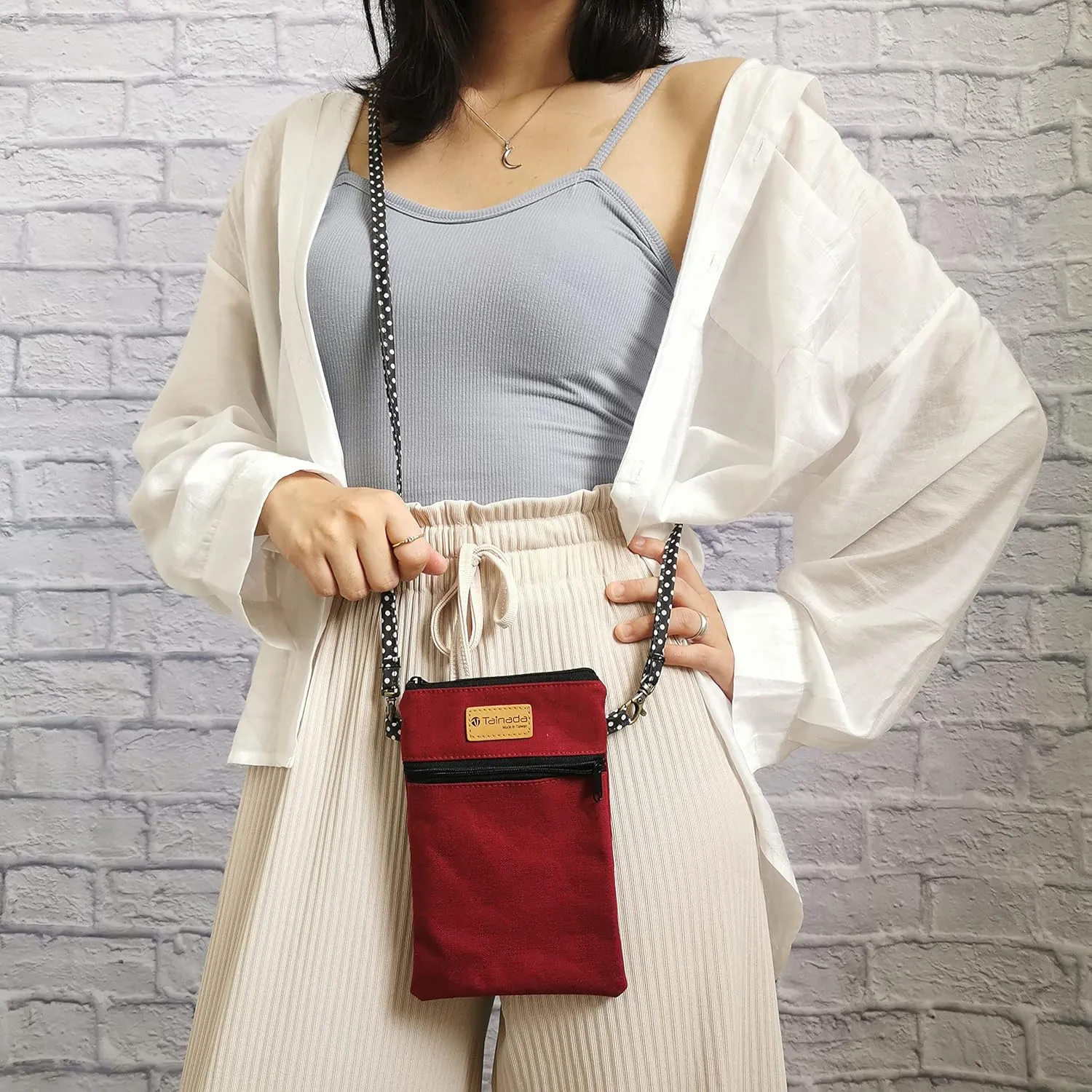 Tainada Women Crossbody Shoulder Travel Zippered Wallet Purse Clutch Phone Bag w/Detachable Strap (Wine Red)