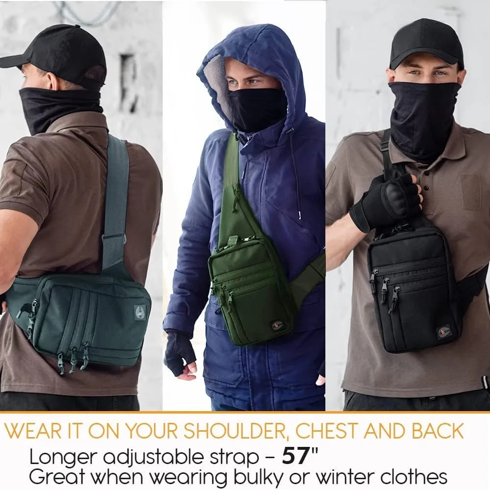 TECEUM Tactical Compact Sling Bag – CCW for Everyday – 10  Styles – Shoulder Crossbody Bag for Concealed Carry of Handgun