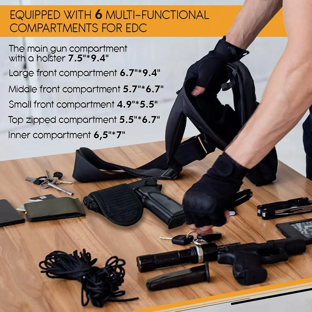 TECEUM Tactical Compact Sling Bag – CCW for Everyday – 10  Styles – Shoulder Crossbody Bag for Concealed Carry of Handgun