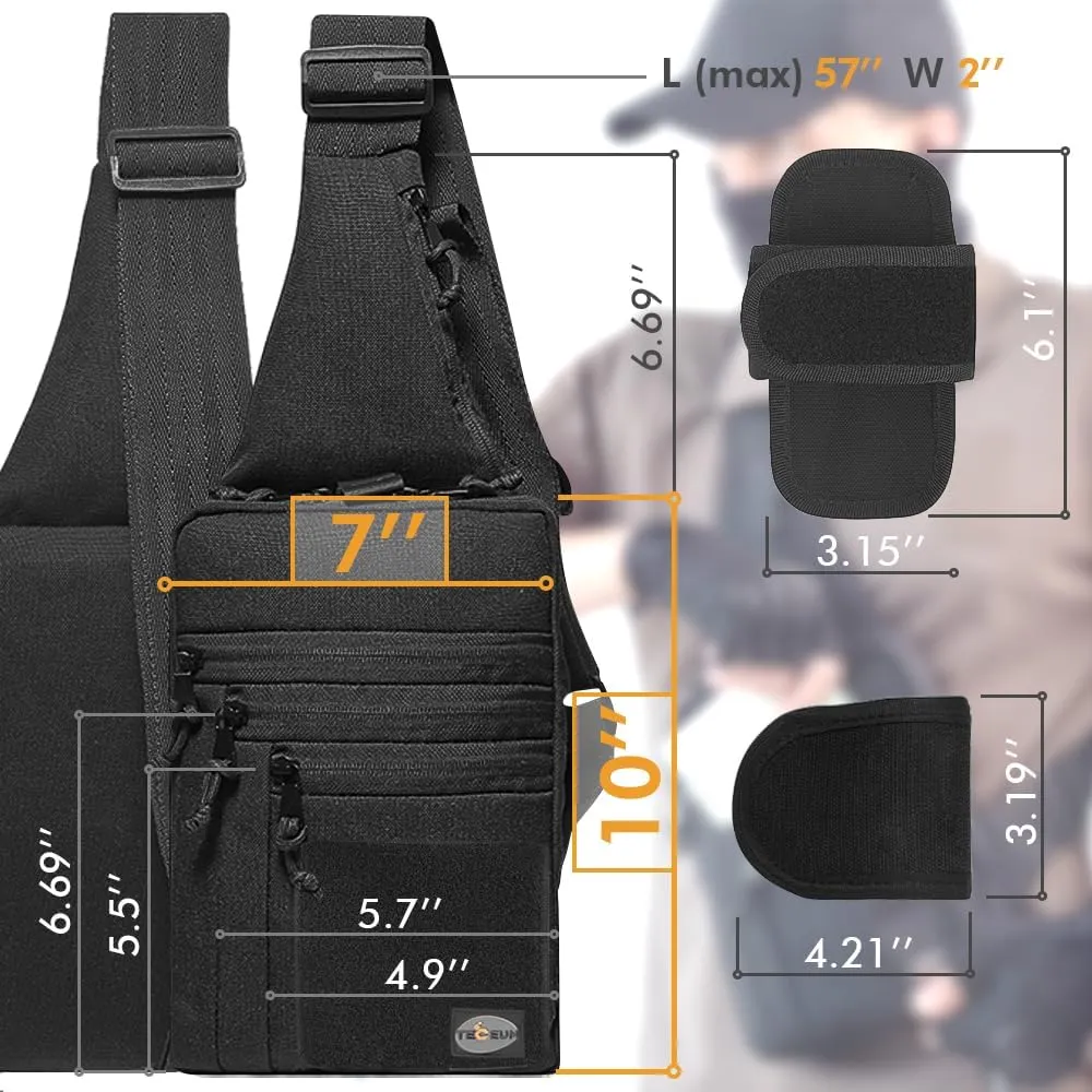 TECEUM Tactical Compact Sling Bag – CCW for Everyday – 10  Styles – Shoulder Crossbody Bag for Concealed Carry of Handgun