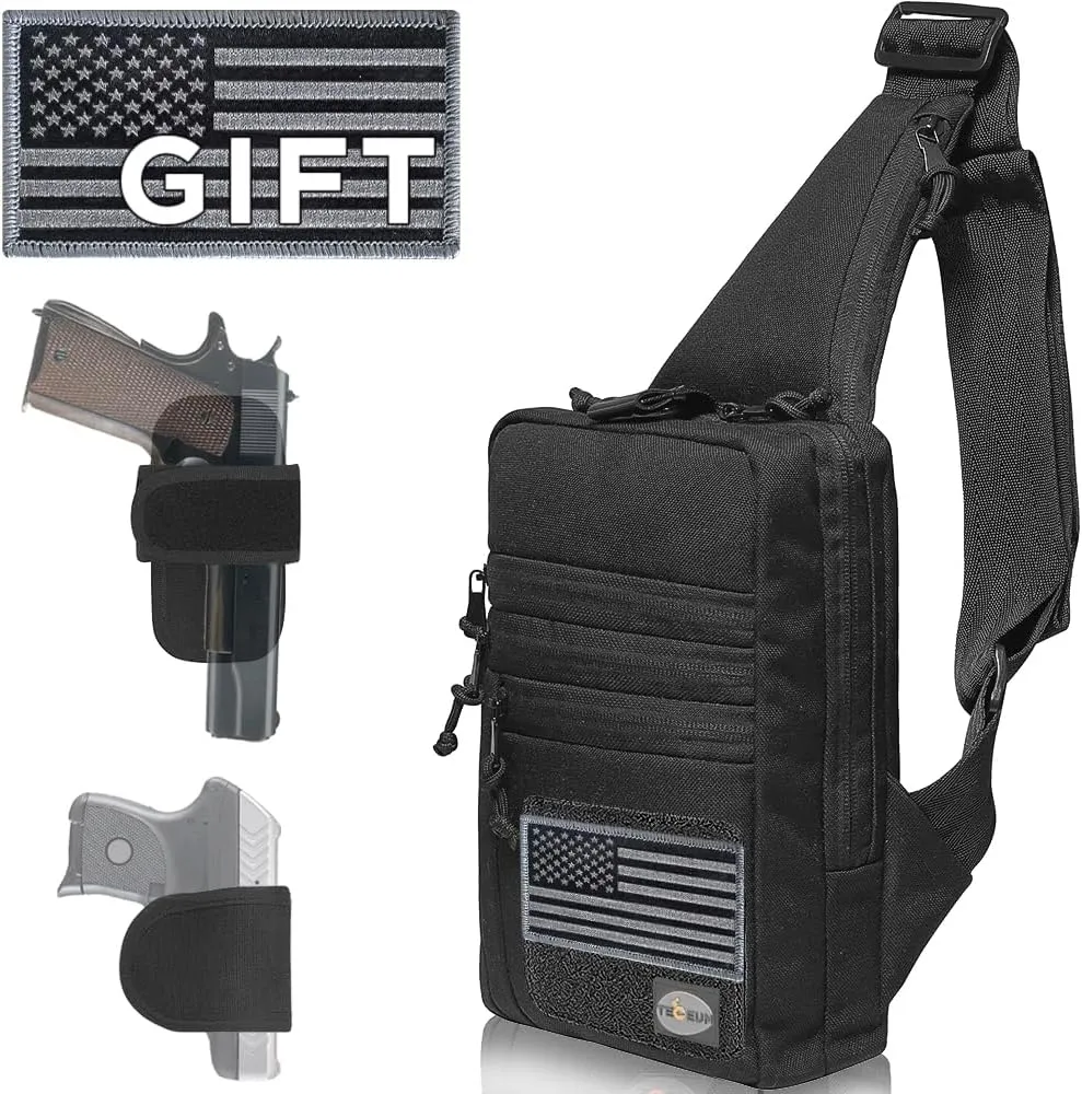 TECEUM Tactical Compact Sling Bag – CCW for Everyday – 10  Styles – Shoulder Crossbody Bag for Concealed Carry of Handgun
