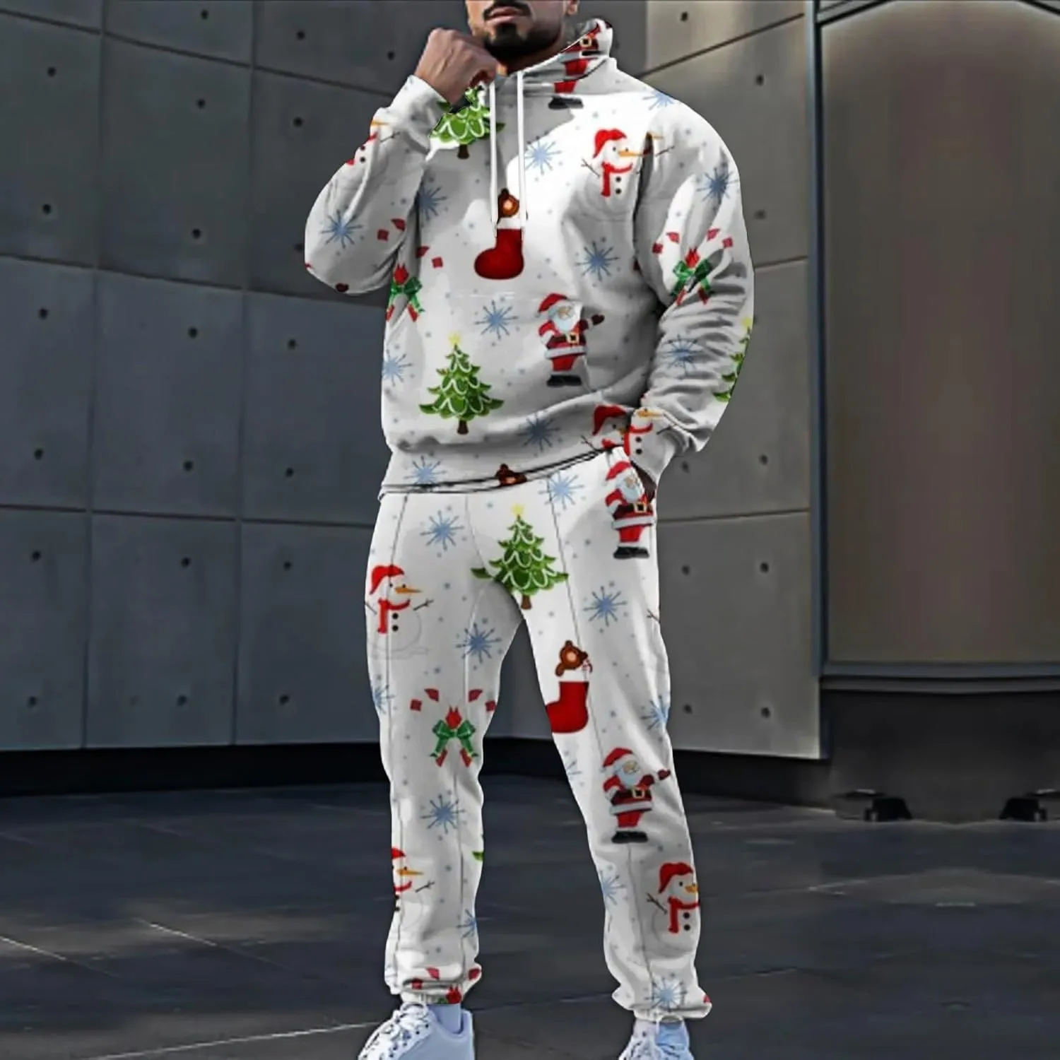 Tech Suit Fashionable Loose and Trendy 3D Printed Long Sleeved Pants Set Casual Athletic Jogging Suits Sweat Set