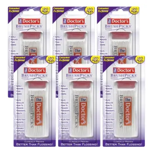 The Doctor's BrushPicks Interdental Toothpicks | 120-Picks per pack | (6-Pack)