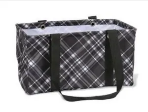 Thirty One MEDIUM UTILITY beach Picnic tote storage laundry Bag 31 gift in Black Pick me plaid